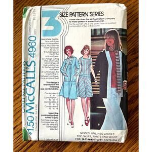 UNCUT Vintage 1970s McCalls 4960 Sewing Pattern Women Sz XS-M Wardrobe 6 Styles